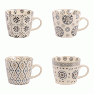 Coffret de 4 tasses Nelson 30 cl -  35 cl Gris Rond Grès Table Passion - gris Grès 3106232382581