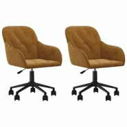 Décoshop26 - Lot de 2 chaises de salle à manger sur roulettes siège pivotant hauteur réglable en velours marron DEC025277 - marron 3000255167029 Décoshop26 - Lot de 2 chaises de salle à manger sur roulettes siège pivotant hauteur réglable en velours marron DEC025277 - marron 3000255167029