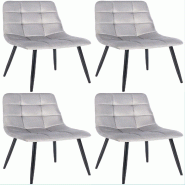 Décoshop26 - Lot de 4 chaises de salle à manger style moderne et confortable en tissu velours gris et métal noir 10_0001785 - gris métal 3000250671613