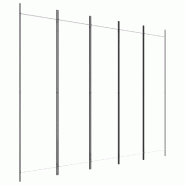 Décoshop26 - Paravent séparateur de pièce cloison 5 panneaux 250 x 200 cm en tissu blanc et fer DEC030947 - blanc 3000258202482