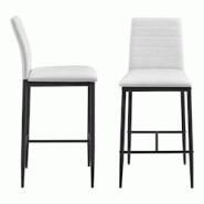 Helloshop26 - Lot de 2 tabourets chaises de bar avec pieds en acier et hauteur 66 cm blanc noir 03_0005786/2 - 3000092541532 Helloshop26 - Lot de 2 tabourets chaises de bar avec pieds en acier et hauteur 66 cm blanc noir 03_0005786/2 - 3000092541532