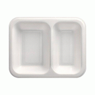 Papstar 600 barquettes scellées, XPS, 2 compartiments, 800 ml, 18,5 x 23,5 cm blanc Barquettes à menu - 4002911373453