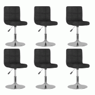 VidaXL Chaises pivotantes à manger lot de 6 Noir Tissu Modèle Karma Pro - 3087464