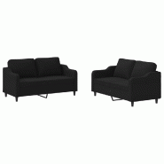 VidaXL Ensemble de canapés 2 pcs avec coussins Noir Tissu Modèle Helios Prestige - 3201806