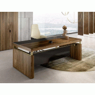 Bureau de direction Bellagio en placage de bois et sous-mains cuir Bureau de direction Bellagio en placage de bois et sous-mains cuir