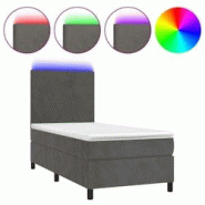 Décoshop26 - Cadre de lit LED avec sommier, tête de lit réglable et matelas 80x200cm en tissu velours gris foncé - TDL0208276 Décoshop26 - Cadre de lit LED avec sommier, tête de lit réglable et matelas 80x200cm en tissu velours gris foncé - TDL0208276