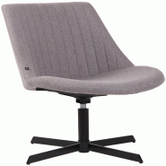 Décoshop26 - Chaise lounge design en tissu gris avec dossier à coutures verticales avec piètement étoile en métal 10_0008227 - gris métal 300026