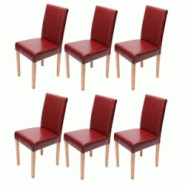 Décoshop26 - Lot de 6 chaises de salle à manger cuisine en synthétique rouge pieds en bois clair design moderne 04_0000710 - 3000086032695 Décoshop26 - Lot de 6 chaises de salle à manger cuisine en synthétique rouge pieds en bois clair design moderne 04_0000710 - 3000086032695