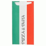 Etui pour couverts papier Pizza & Pasta + serviette blanche 11,2x22,5cm par 400