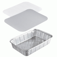 Grand Plat Aluminium Pro NOVATRAY 2100ml (315x215mm) + Couvercle - VALUE PACK - Spécial Rôtisseur & Boucherie - Lot de 600 - KBL2100RS