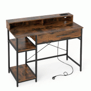 Helloshop26 - Bureau informatique 106 x 48 x 90 cm avec station de charge intégrée et tiroir spacieux style moderne en bois 20_0017749 - métal 3000