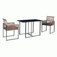 Helloshop26 - Ensemble de meubles de jardin salon 3 pièces noir marron gris 03_0009414 - noir verre 3000224677498