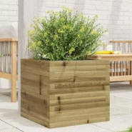 Helloshop26 - Jardinière bac lit surélevé plantes fleurs terrasse jardin 50 x 50 x 45,5 cm bois de pin imprégné marron 02_0037635 - 3000213913262