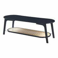 Helloshop26 - Table basse console d'appoint de salon bambou 120 x 43 x 40 cm noir effet rotin 03_0010785 - 3000225407957