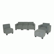 Mendler Modular Sofa-System Ensemble de canapés Lyon 3-1-1-1, tissu/textile ~ gris - gris textile 2x75186+75187+75188+75189+75190