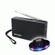 RADIO Portable  M-030-R - FM pivotante- Volume Marche/Arrêt réglage rotatif - Sélecteur de gammes d'ondes, Lumière OVNI LED - 3666638039743