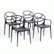 RATTATAN Set de 4 chaises en polypropylène avec fibre de verre, empilables pour extérieur et jardin, bar et restaurant, cuisine design moderne -Char RATTATAN Set de 4 chaises en polypropylène avec fibre de verre, empilables pour extérieur et jardin, bar et restaurant, cuisine design moderne -Char