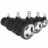 5x Roulettes pour sols durs ROLO GAME No-Noise 11mm / 60 mm (lot de 5) hjh OFFICE - argenté multi-matériau 619035