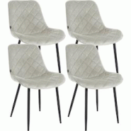Décoshop26 - Lot de 4 chaises de salle à manger en tissu velours confortable crème pieds métal noir couture losange CDS10425 - noir 3002484832693 Décoshop26 - Lot de 4 chaises de salle à manger en tissu velours confortable crème pieds métal noir couture losange CDS10425 - noir 3002484832693