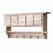 Décoshop26 - Porte-manteau mural vintage 5 tiroirs avec 4 crochets 32 x 65 x 13 cm naturel 04_0008169 - 3000262477302 Décoshop26 - Porte-manteau mural vintage 5 tiroirs avec 4 crochets 32 x 65 x 13 cm naturel 04_0008169 - 3000262477302