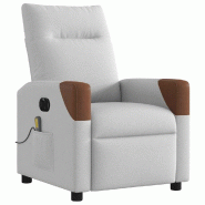 Fauteuil de massage inclinable électrique gris nuage tissu Modèle Fervessa - 8721158643674