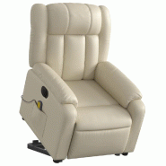 Fauteuil inclinable de massage électrique crème similicuir Modèle Luminor - 8721012177741