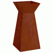 Helloshop26 - Jardinière à pilier extérieure design contemporain 35 x 35 x 73 cm en acier patiné argent 02_0052408 - acier 3000237403688