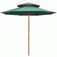 Helloshop26 - Parasol de terrasse 270 x 270 cm poteau en bois vert 02_0008414 - 3000449482723