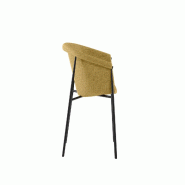 Stones Chaise Ambra avec assise et dossier en tissu gris clair facile à nettoyer - Structure et pieds en métal résistant pour la maison - jaune mé