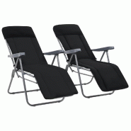 VidaXL Chaises Pliables De Jardin Avec Coussins Lot De 2 Noir - noir 44319