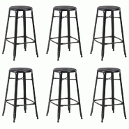 VidaXL Tabourets De Bar Lot De 6 Noir Acier - noir 3054559