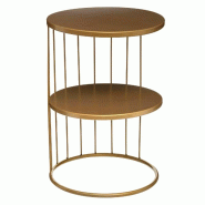 WellHome - Petite table décorative à 3 niveaux Ø36x52 cm dorée - multi-matériau WH13885