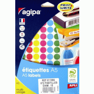 672 pastilles adhésives coloris assortis, diamètre 15 mm (7 feuilles A5 / cdt) - 3270240119962