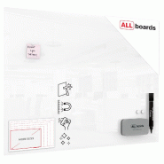 ALLboards Tableau Blanc en Verre PREMIUM SUPERWHITE 120x90 cm - blanc TSO120x90