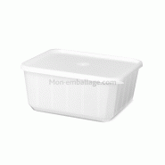 Bacs alimentaires barquette plastique blanche carty micro-ondable 500 g avec couvercle Bacs alimentaires barquette plastique blanche carty micro-ondable 500 g avec couvercle