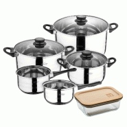 BERGNER - Batterie de cuisine 8pcs 16/18/20/24/28cm acier inoxydable compatible induction avec boîte hermétique de 650ml verre borosilicate NATURALL BERGNER - Batterie de cuisine 8pcs 16/18/20/24/28cm acier inoxydable compatible induction avec boîte hermétique de 650ml verre borosilicate NATURALL
