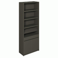 Buffet anthracite 2 portes 5 tablettes + 1 coulissante 90x42x240cm