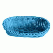 Corbeille effet osier 23x9x8cm polypropylène bleu turquoise - par 12