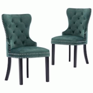 Décoshop26 - Lot de 2 chaises de salle à manger cuisine design classique velours vert foncé CDS021085 - 3001157399785 Décoshop26 - Lot de 2 chaises de salle à manger cuisine design classique velours vert foncé CDS021085 - 3001157399785