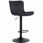 Décoshop26 - Tabouret de bar x1 coutures décoratives pied trompette hauteur réglable en métal noir assise en velours noir 10_0004860 - noir 300025 Décoshop26 - Tabouret de bar x1 coutures décoratives pied trompette hauteur réglable en métal noir assise en velours noir 10_0004860 - noir 300025