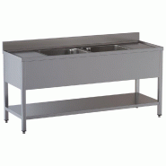 Diamond - Plonge 2 cuves et 2 égouttoirs, avec sous tablette - réf. L2421/D-SX9 - AKS-L2421/D-SX9