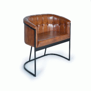 GINER Y COLOMER SL Canapé 2 places Saint-Tropez en cuir 80 cm x 115 cm x 73 cm - marron fourrure 6799