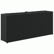 Helloshop26 - Jardinière avec 2 pots d'extérieur 90 x 20 x 40 cm déco moderne en résine tressée noire 02_0047447 - noir acier 3000234781512