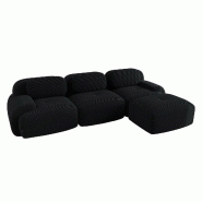 Merax canapé modulable en corde 3 places avec 1x tabouret, canapé nuage sans cadre, près du sol avec assise profonde, doux et confortable, - noir m
