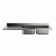 Plonge professionnelle 2 bacs avec égouttoir à gauche, dimensions 1800x600 mm, en acier inoxydable AISI 304 | Sammic - 5896182