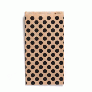 Pochettes cadeaux kraft vergé pois noirs 19+8x35cm - par 250