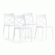 RATTATAN Set 4 Chaises en polypropylène avec fibre de verre empilables pour extérieur et jardin, bar et restaurant, cuisine design moderne - MORGANA RATTATAN Set 4 Chaises en polypropylène avec fibre de verre empilables pour extérieur et jardin, bar et restaurant, cuisine design moderne - MORGANA