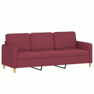 VidaXL Canapé à 3 places Rouge bordeaux 180 cm Tissu Modèle Kervanel - 359492