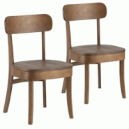VS Venta-stock Pack de 2 chaises Nala couleur Noyer, Bois Massif - marron Bois massif I23111