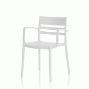 AQA Design Ensemble de 4 chaises intérieures/extérieures SHYLA avec accoudoirs en polypropylène blanc L.53,5 P.56 H.81 MP02200 - blanc plastique po